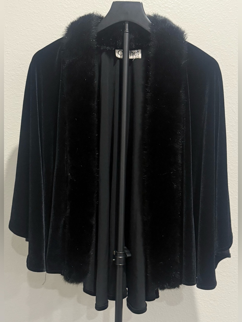 Vintage Cachet Velvet with Faux Fur Trim cape